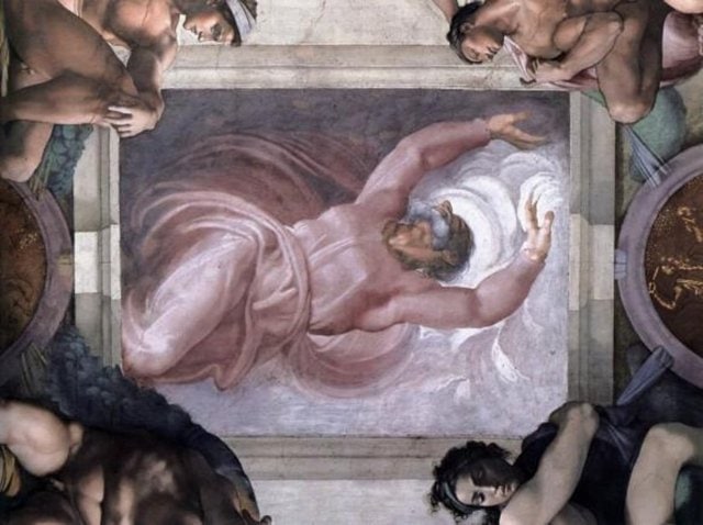 “Işığın Karanlıktan Ayrılması” Rönesans döneminin ünlü İtalyan ressamı Michelangelo’ın Vatikan’daki Sistine Şapeli’nin fresklerine resmettiği Tanrı figürünün boğaz ve cüppelerinde anatomik organ görüntülerinin yer aldığı düşünülen şaheseri.